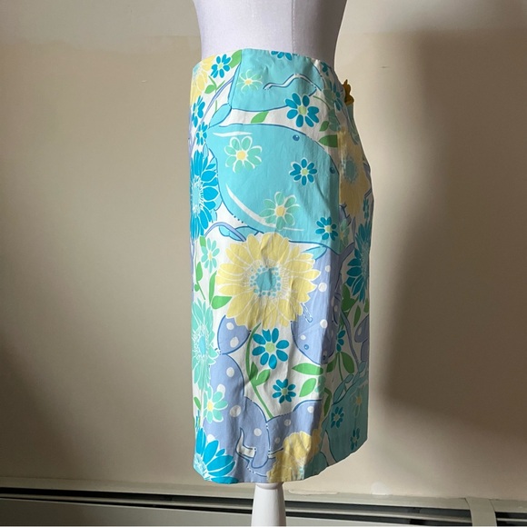 Vintage Lilly Pulitzer Purple Lobster Blue Floral Preppy Summer Skirt size 12 - Picture 7 of 7
